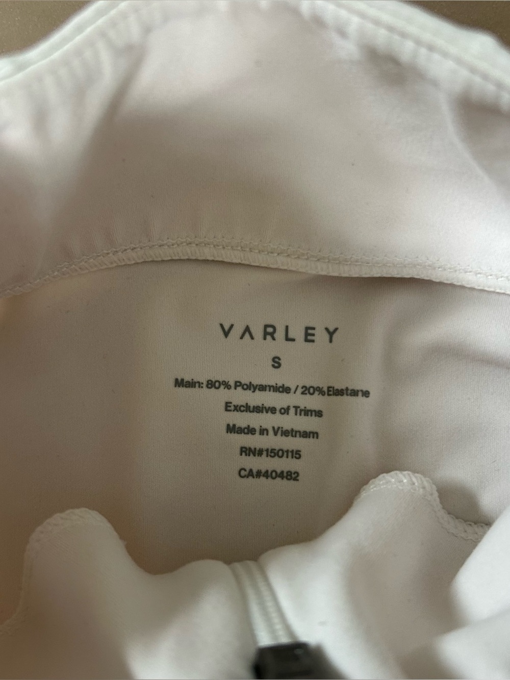 Varley Helena Mid Layer White Half Zip Performance Top Size S - Picture 6 of 10